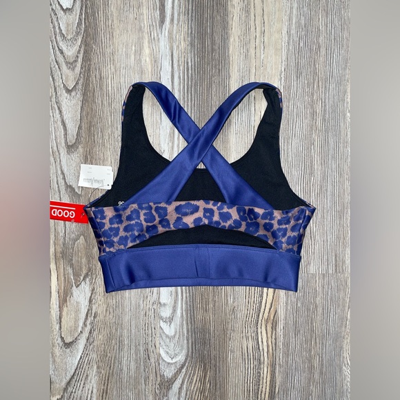 NEW Good American The Step Sports Bra Leopard Purple Cutout Cross Straps Wide 1 - Picture 4 of 8